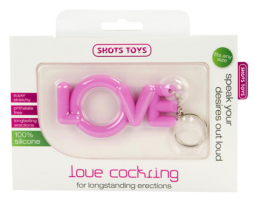 Розовое эрекционное кольцо-брелок Shots Media BV Love Cocking  SHT057PNK