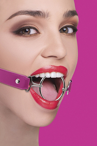 Расширяющий кляп с розовыми ремешками Shots Media BV Ring Gag XL OU105PNK