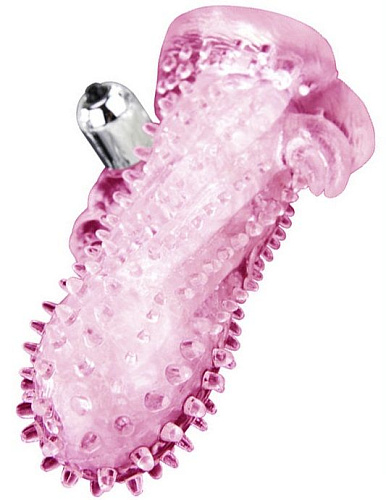 Розовая насадка-удлинитель с пупырышками, усиками и вибрацией Baile BI-026205-0101