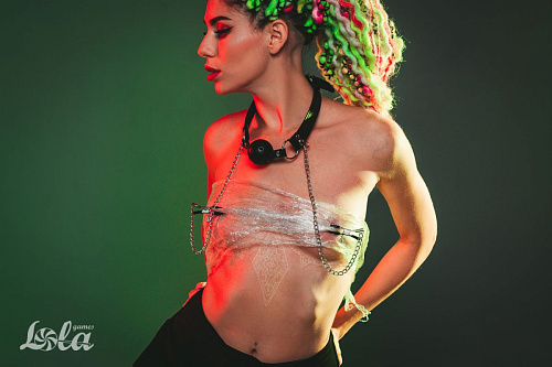 Чёрный кляп-шар с зажимами для сосков Lola toys Gratitude 1149-01lola