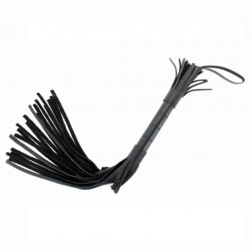 Короткая чёрная плетка из натуральной кожи БДСМ арсенал 54003