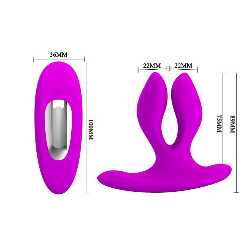 Лиловый универсальный вибромассажёр для пар с пультом ДУ Baile Magic Fingers U BI-014478W