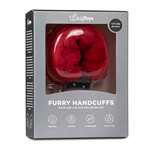Наручники с красным мехом EDC Wholesale Furry Handcuffs ET258RED