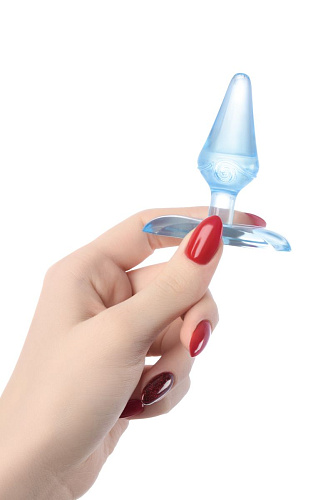 Голубая анальная втулка с ограничителем ToyFa 881304-6 (6,5 см)