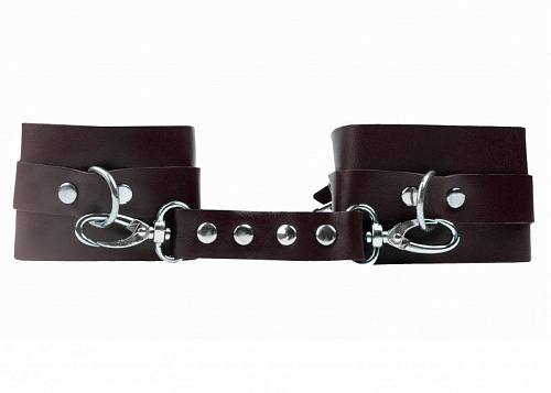 Бордовые широкие поножи с ремешками БДСМ арсенал 915-03 BX DD