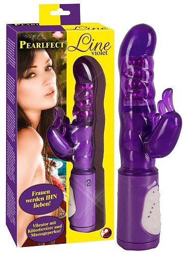 Фиолетовый вибратор с клиторальным отростком Orion PEARLFECT LINE 0579556 (24,5 см)