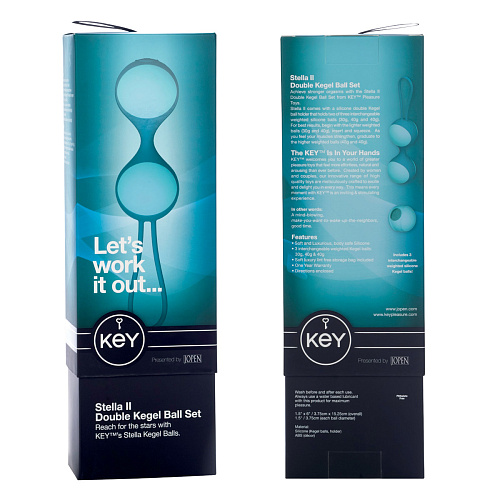 Бирюзовые вагинальные шарики дуэт со сменным грузом Jopen STELLA II JO-8021-05-3