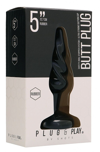 Чёрная витая анальная пробка Shots Media BV Rounded 5 Inch PLU006BLK (12,7 см)