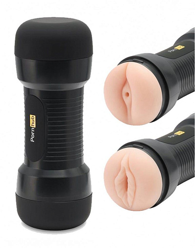 Телесный двусторонний мастурбатор Pornhub Double Down «вагина и анус» 95701