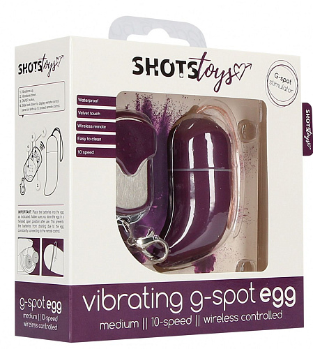 Фиолетовое виброяйцо с пультом Shots Media BV Medium Wireless Vibrating G-Spot Egg SHT088PUR (7,5 см)