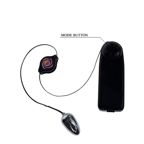 Серебристое мини-виброяйцо с растягивающимся шнуром Baile BI-014122-2