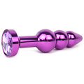 Удлинённая фиолетовая анальная втулка с фиолетовым кристаллом Anal Jewelry Plug QVLT-15 (11,3 см)