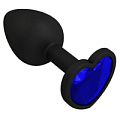 Чёрная силиконовая пробка с синим кристаллом Сумерки богов 508-07 BLUE-DD (7,3 см)