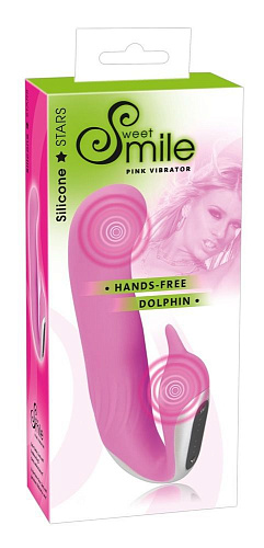 Розовый вибратор для внутренней и внешней стимуляции Orion Hands-Free Dolphin 0583561 (18 см)