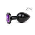 Коническая чёрная анальная втулка с кристаллом фиолетового Anal Jewelry Plug BKL-04 (9,3 см)