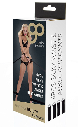 Комплект из 4 ремней с петлями для связывания 4pcs Silky Wrist   Ankle Restraints Blush Novelties 520077
