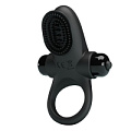 Чёрное эрекционное виброкольцо в клиторальной щеточкой Baile Vibrant Penis Ring II BI-210205