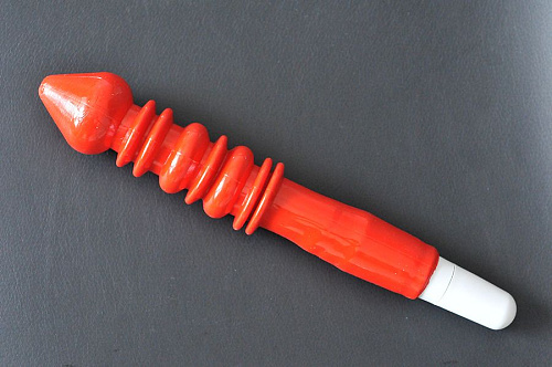 Анальный красный вибромассажёр с ребрышками со встроенным пультом Sextoy 2011 00414 (16 см)