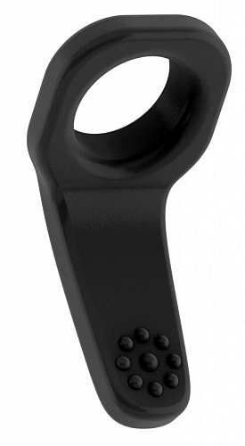Чёрное эрекционное кольцо с язычком Shots Media BV SONO №7  SON007BLK