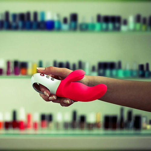 Ярко-розовый вибратор с клиторальным отростком Fun Factory MiSS Bi 1201036 (17 см)