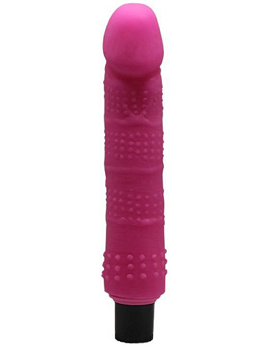 Розовый вибратор из ультраскин с точками по всей длине Eroticon 30310-1 (24 см)