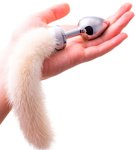 Малая анальная втулка с белым хвостом ToyFa 712022 (8,5 см)