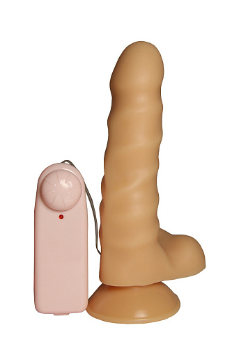 Реалистичный вибромассажёр телесного цвета со спиралевидным рельефом Сумерки богов 104-25 CD DD (15,5 см)