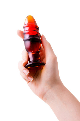 Бордовая стеклянная пробочка со спиралевидным рельефом Sexus 912054 (11 см)