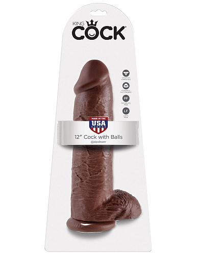 Коричневый фаллоимитатор-гигант Pipedream 12 Cock with Balls PD5511-29 (30,5 см)