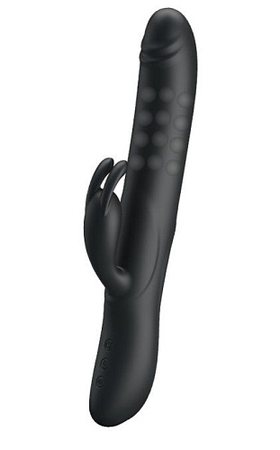 Чёрный вибратор с вращающимися бусинами Baile Colin BI-014443 (25 см)