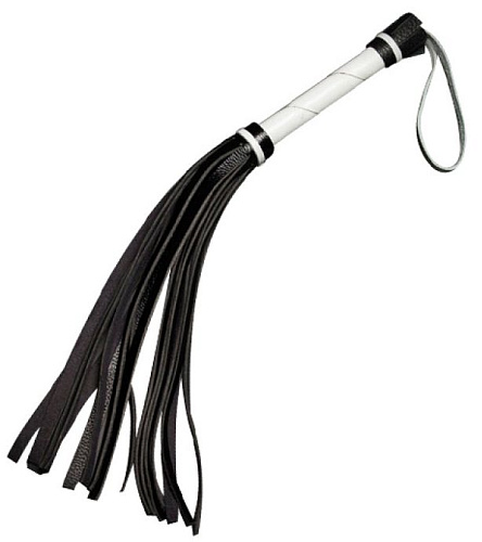 Белая гладкая плеть-флогер с чёрными хвостами Sitabella 3011-13 (40 см)