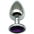 Серебристая анальная пробка с фиолетовым кристаллом Eroticon P3402M-04 (9 см)
