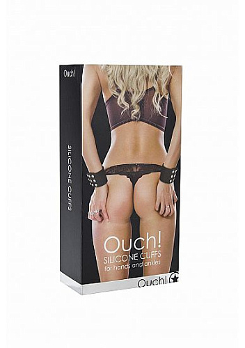 Чёрные силиконовые наручи с заклёпками Shots Media BV OU040BLK