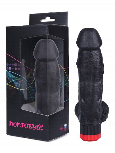 Чёрный вибратор-реалистик Сумерки богов №5 352-05 BX DD (16 см)