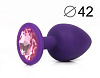 Фиолетовая анальная пробка с розовым кристаллом Bior toys SF-70702-02 (9,5 см)