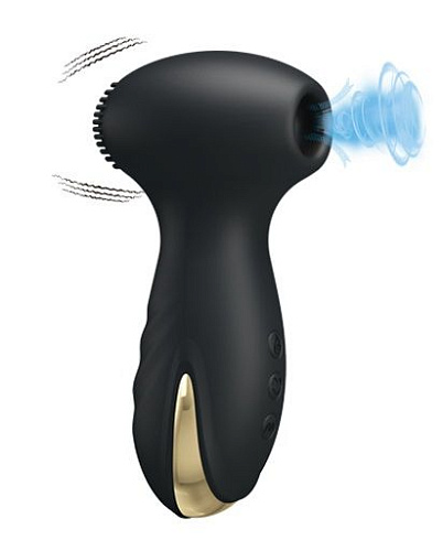 Вакуумный вибростимулятор чёрного цвета для клитора Baile Hammer BI-014623