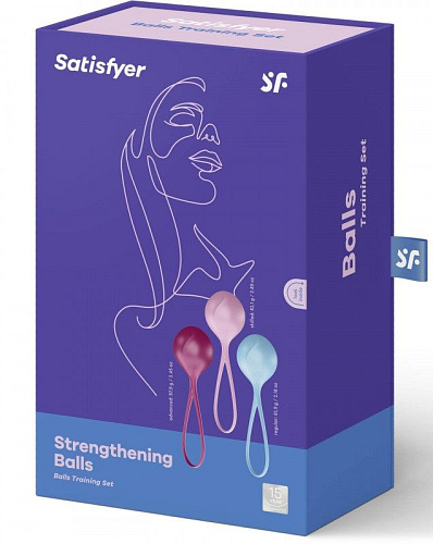 Набор из трёх разноцветных вагинальных шариков Satisfyer Balls J01512N