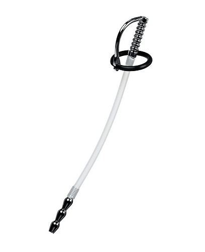 Прозрачный силиконовый уретральный плаг со сменными фиксирующими кольцами ToyFa Metal 717309