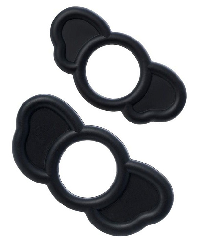 Набор из двух чёрных эрекционных колец 709032