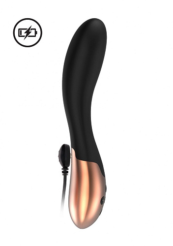 Чёрный вибратор с функцией нагрева Shots Media BV Posh ELE001BLK (20 см)