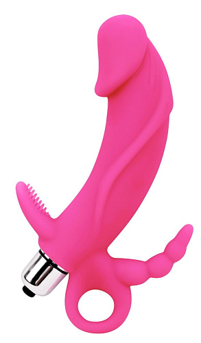 Розовый вибратор с дополнительными стимуляторами Chisa Triple Targets CN-160735336 (14,7 см)