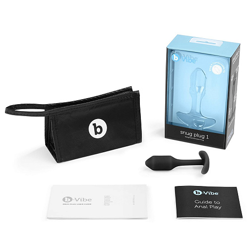 Чёрная пробка для ношения b-Vibe Snug Plug 1 V-007-BLK (9,4 см)