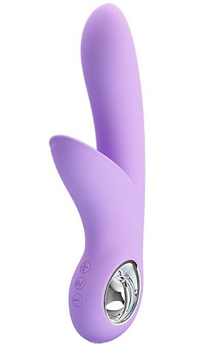 Сиреневый вибратор с клиторальной щёточкой Baile Carol BI-014571-2 (19 см)