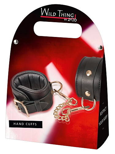 Чёрные наручи на карабинах Orion Leather Handcuffs 20306751001