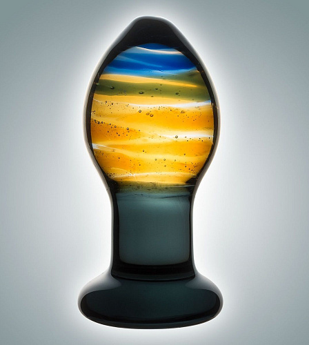 Красивая стеклянная пробка с цветными разводами Сумерки богов 0090 BX DD (9 см)