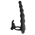 Чёрная вибронасадка для двойного проникновения Lola toys Jungle Bunny 1202-01lola (17 см)