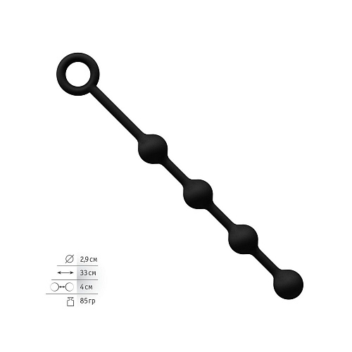 Чёрная анальная цепочка с 4 шариками Сумерки богов 3650-02 BX DD (33 см)