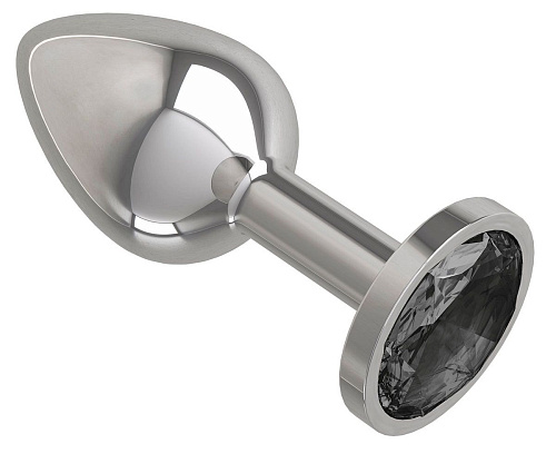 Серебристая анальная втулка с чёрным кристаллом Сумерки богов 513-09 black-DD (7 см)