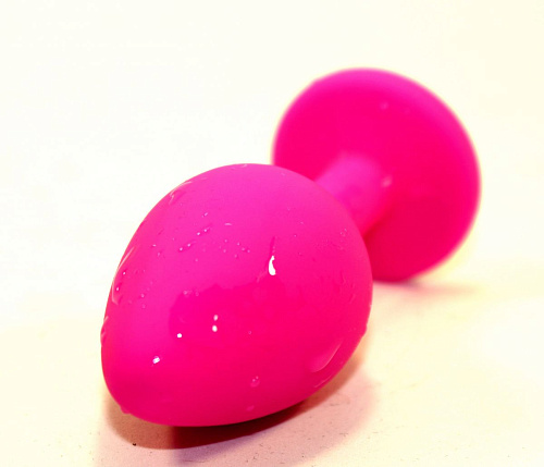 Розовая силиконовая коническая пробка с розовым стразом 4sexdreaM 47410-1 (8,2 см)