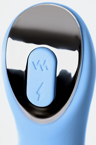 Голубой силиконовый вибратор с электростимуляцией ToyFa TESLA G-POINT 796004 (21 см)